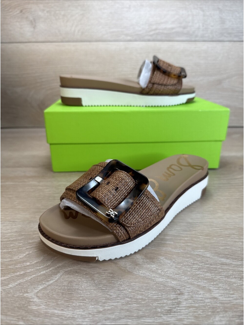 Sam Edelman Ariane Wedge Sandal Tan Slide - Cute Women Size 5.5 M